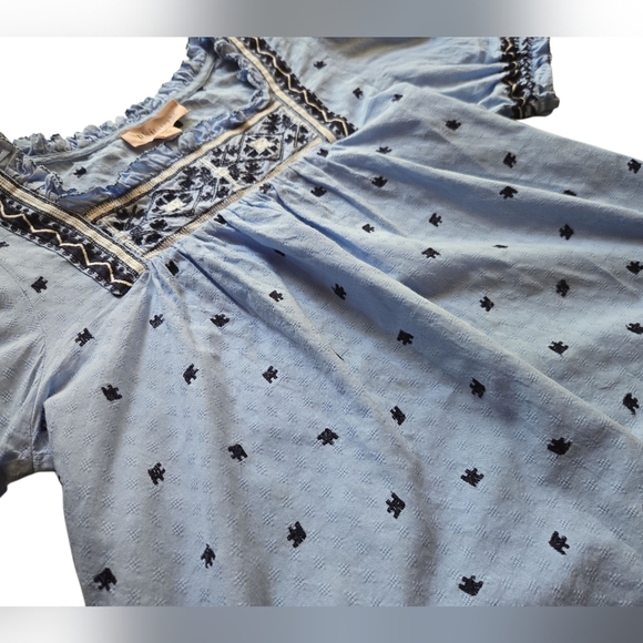 Philosophy Light Blue Embroidered Square Neck Blouse Cottage Peasant ~ Medium - Picture 5 of 7